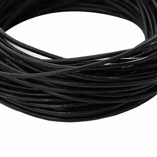 Vidaxl leren koord zwart ø2 mm x 50 m leer