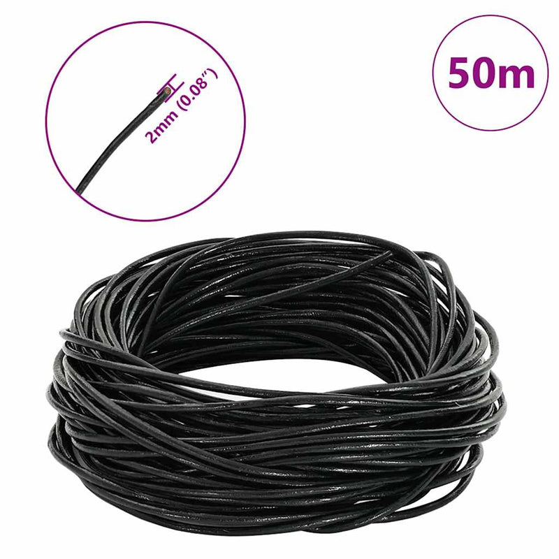 ギャラリービューアに画像をロードする, Vidaxl leren koord zwart ø2 mm x 50 m leer

