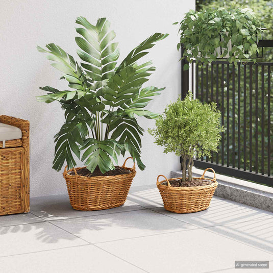 Vidaxl plantenmand met opslag 2 pcs bruin lacak riet