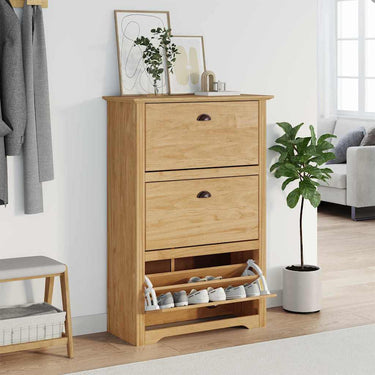 Vidaxl schoenenrek bodo honingbruin 80 x 35 x 118 cm bewerkt hout