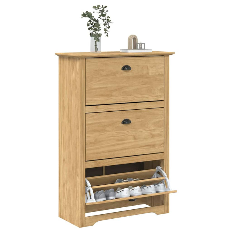 Afbeelding laden in galerijviewer, Vidaxl schoenenrek bodo honingbruin 80 x 35 x 118 cm bewerkt hout
