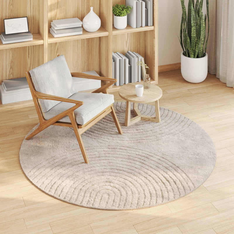 Afbeelding laden in galerijviewer, Vidaxl vloerkleden rond huarte beige ø 120 cm polyester

