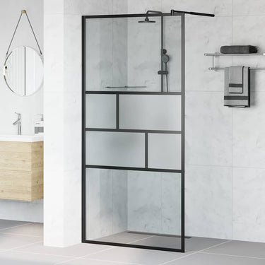 Vidaxl inloop douche wand zwart 80 x 195 x 0.5 cm glas en aluminium