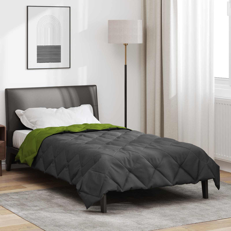 Afbeelding laden in galerijviewer, Vidaxl zomer dekbed groen en antraciet 220 x 135 cm microfiber
