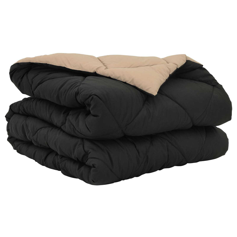 ギャラリービューアに画像をロードする, Vidaxl zomer dekbed zwart en taupe 200 x 135 cm microfiber
