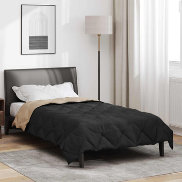 Vidaxl zomer dekbed zwart en taupe 220 x 135 cm microfiber