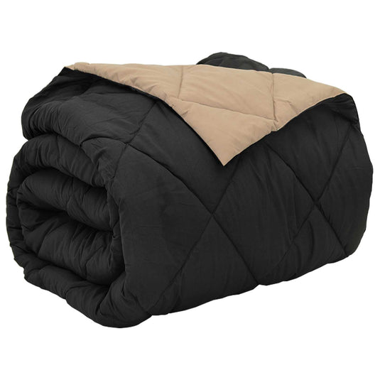 Vidaxl vol jaar dekbed zwart en taupe 220 x 240 cm microfiber