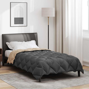 Vidaxl winter dekbed antraciet en taupe 200 x 140 cm microfiber
