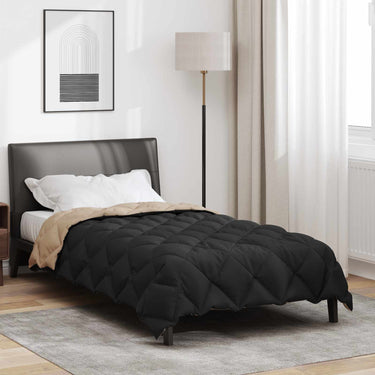 Vidaxl winter dekbed zwart en taupe 220 x 140 cm microfiber
