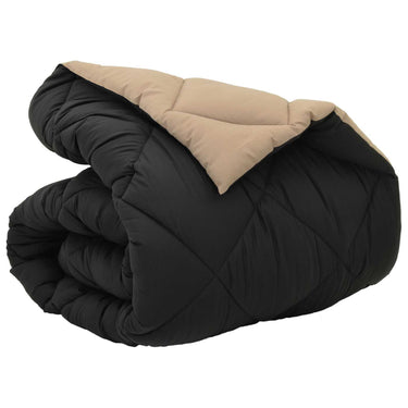 Vidaxl winter dekbed zwart en taupe 220 x 155 cm microfiber