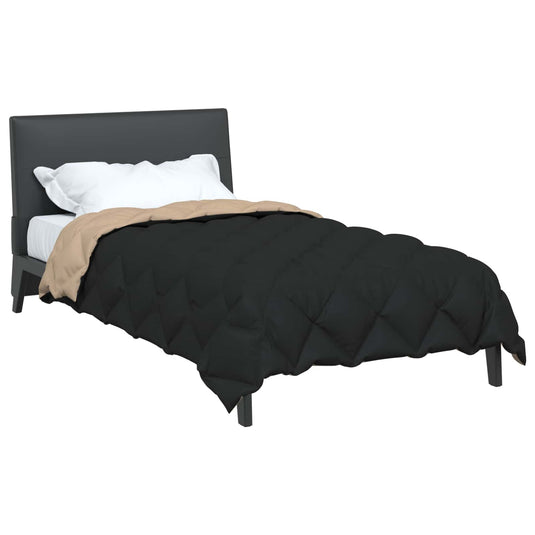 Vidaxl winter dekbed zwart en taupe 220 x 155 cm microfiber