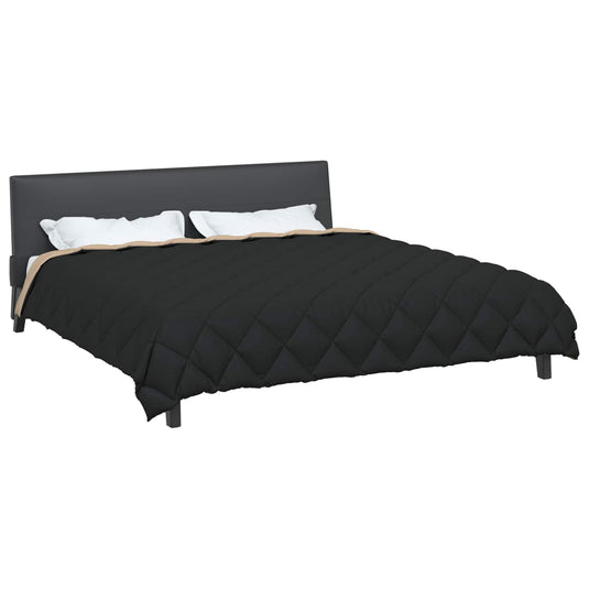 Vidaxl winter dekbed zwart en taupe 220 x 200 cm microfiber