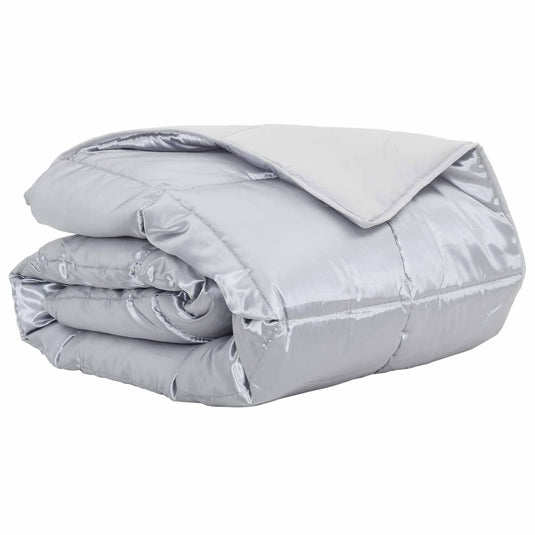 Vidaxl zomer dekbed zilver 200 x 135 cm satijn en microfiber
