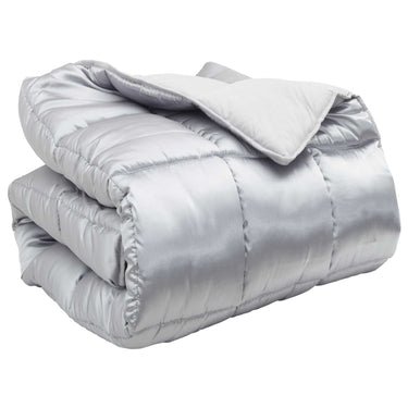 Vidaxl winter dekbed zilver 200 x 135 cm satijn en microfiber