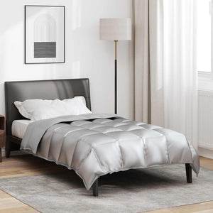 Vidaxl winter dekbed zilver 200 x 155 cm satijn en microfiber