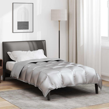 Vidaxl winter dekbed zilver 220 x 135 cm satijn en microfiber