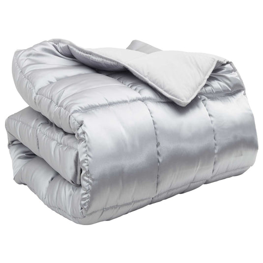 Vidaxl winter dekbed zilver 220 x 155 cm satijn en microfiber