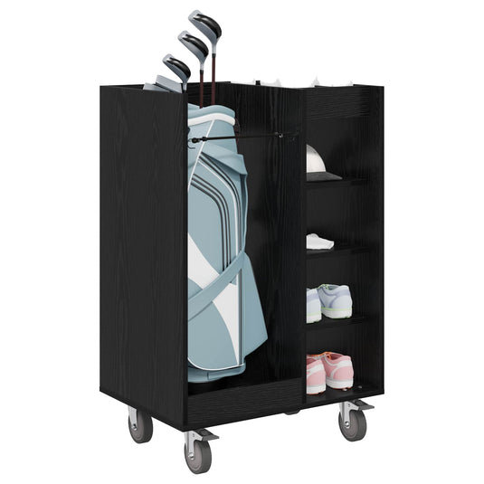 Vidaxl golfkast met wiel effen zwart eiken 65 x 45 x 98 cm