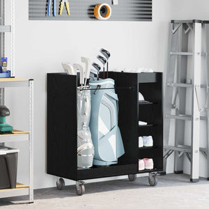 Vidaxl golfkast met wiel effen zwart eiken 90 x 45 x 98 cm
