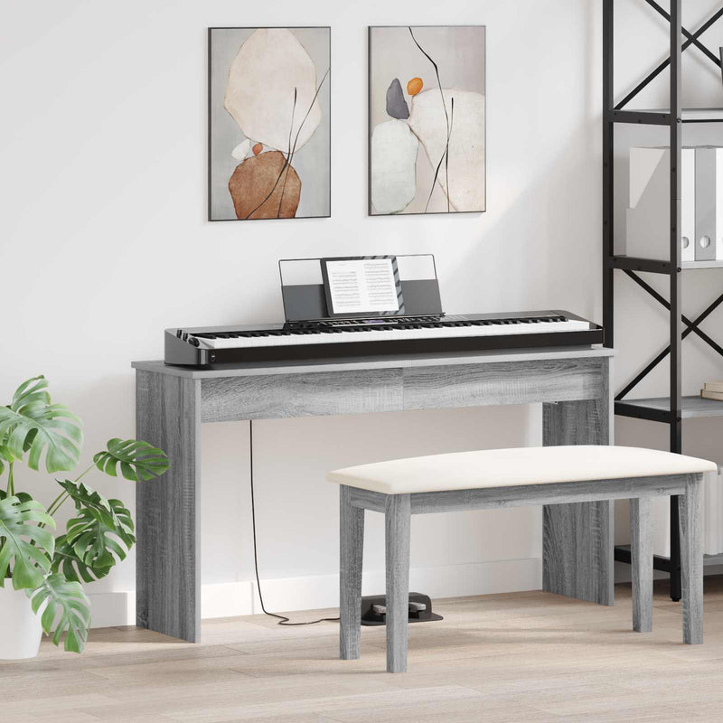 Chargez l'image dans la visionneuse de la galerie, Vidaxl keyboardstand grijs sonoma 120 x 32 x 64 cm bewerkt hout
