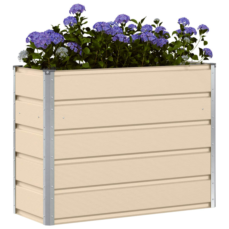 Afbeelding laden in galerijviewer, Vidaxl plantenbak ivoor 100 x 40 x 75 cm staal
