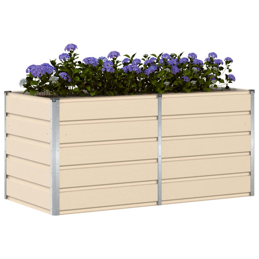 Vidaxl plantenbak ivoor 160 x 80 x 75 cm staal