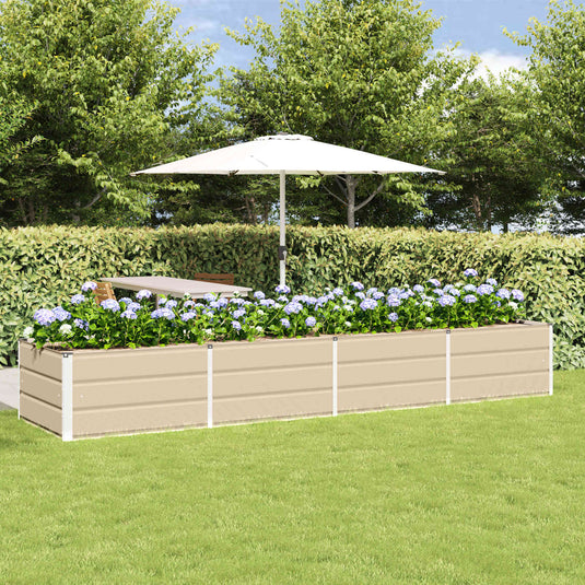 Vidaxl plantenbak ivoor 320 x 80 x 45 cm staal