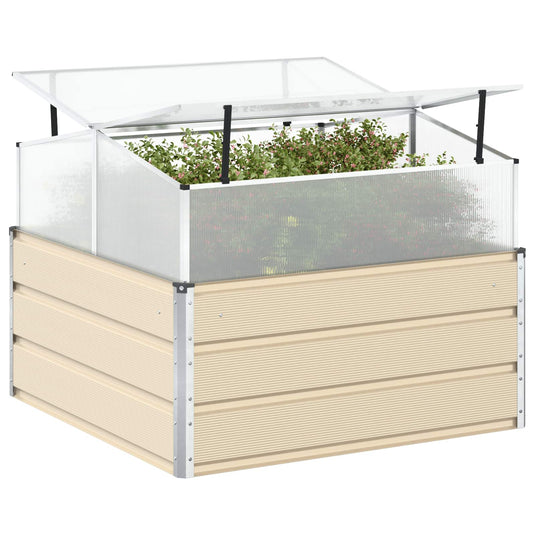 Vidaxl plantenbak ivoor 100 x 100 x 77 cm gegalvaniseerd staal