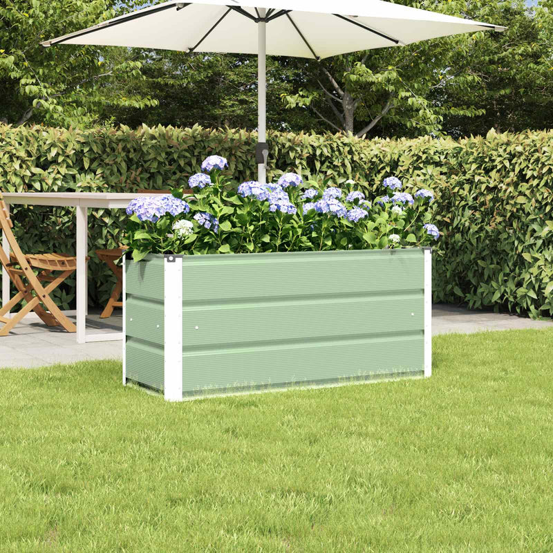 Afbeelding laden in galerijviewer, Vidaxl plantenbak groen 100 x 40 x 45 cm staal
