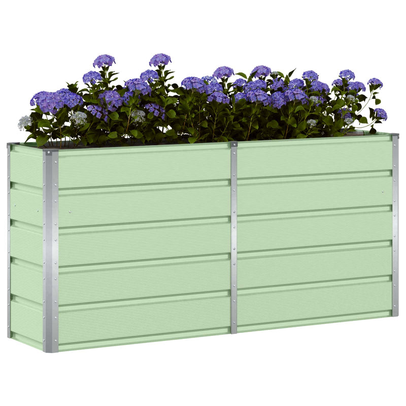 Afbeelding laden in galerijviewer, Vidaxl plantenbak groen 160 x 40 x 75 cm staal
