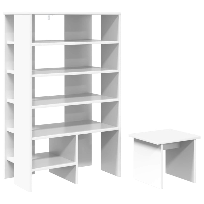 Afbeelding laden in galerijviewer, Vidaxl schoenenkast met plank met opslag 2 pcs wit bewerkt hout
