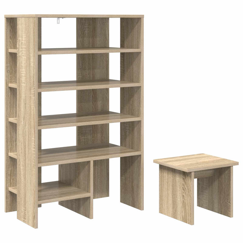 Chargez l'image dans la visionneuse de la galerie, Vidaxl schoenenkast met plank 2 pcs sonoma eiken bewerkt hout
