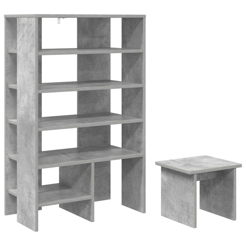 Afbeelding laden in galerijviewer, Vidaxl schoenenkast met plank 2 pcs beton grijs bewerkt hout
