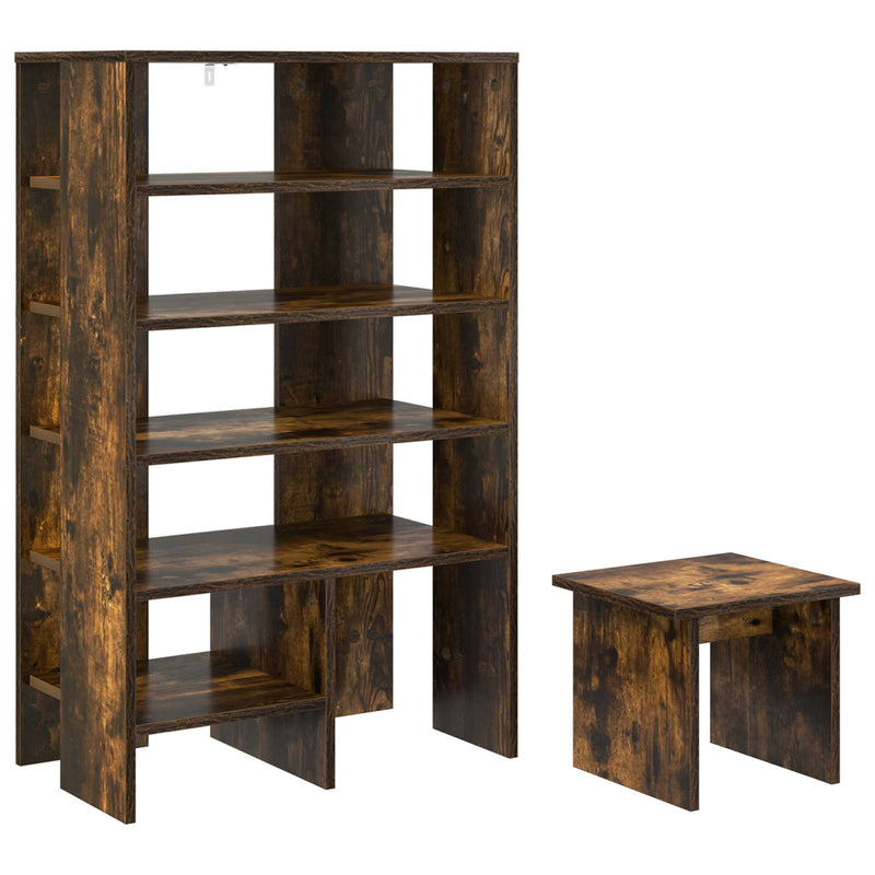 Afbeelding laden in galerijviewer, Vidaxl schoenenkast met plank 2 pcs gerookt eiken bewerkt hout
