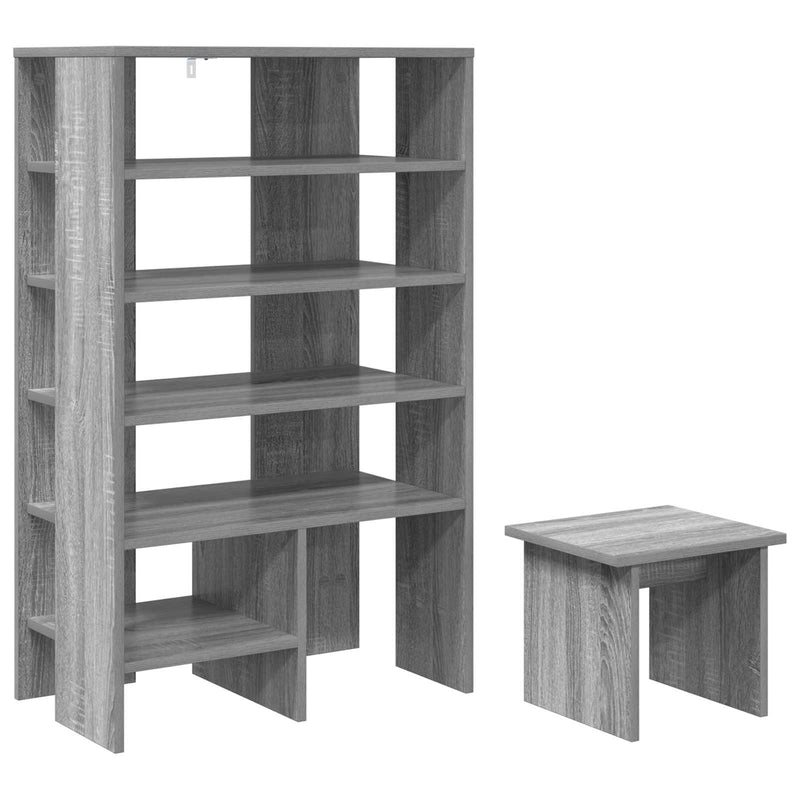 Chargez l'image dans la visionneuse de la galerie, Vidaxl schoenenkast met plank 2 pcs grijs sonoma bewerkt hout
