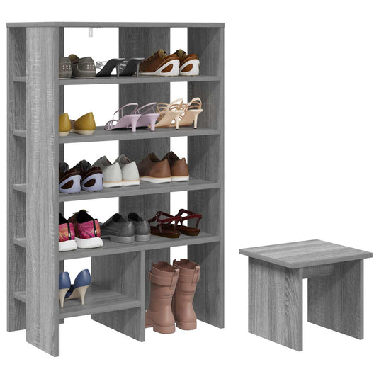 Vidaxl schoenenkast met plank 2 pcs grijs sonoma bewerkt hout