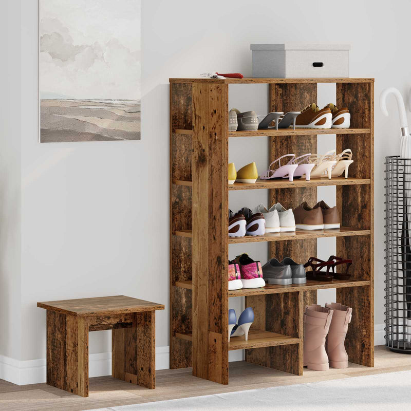 Afbeelding laden in galerijviewer, Vidaxl schoenenkast met plank met opslag 2 pcs oudhout bewerkt hout
