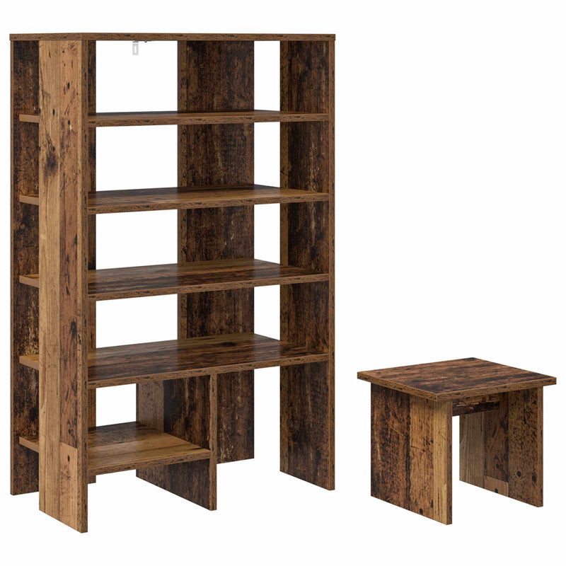 Afbeelding laden in galerijviewer, Vidaxl schoenenkast met plank met opslag 2 pcs oudhout bewerkt hout
