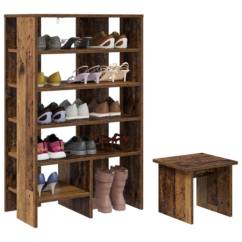 Afbeelding laden in galerijviewer, Vidaxl schoenenkast met plank met opslag 2 pcs oudhout bewerkt hout

