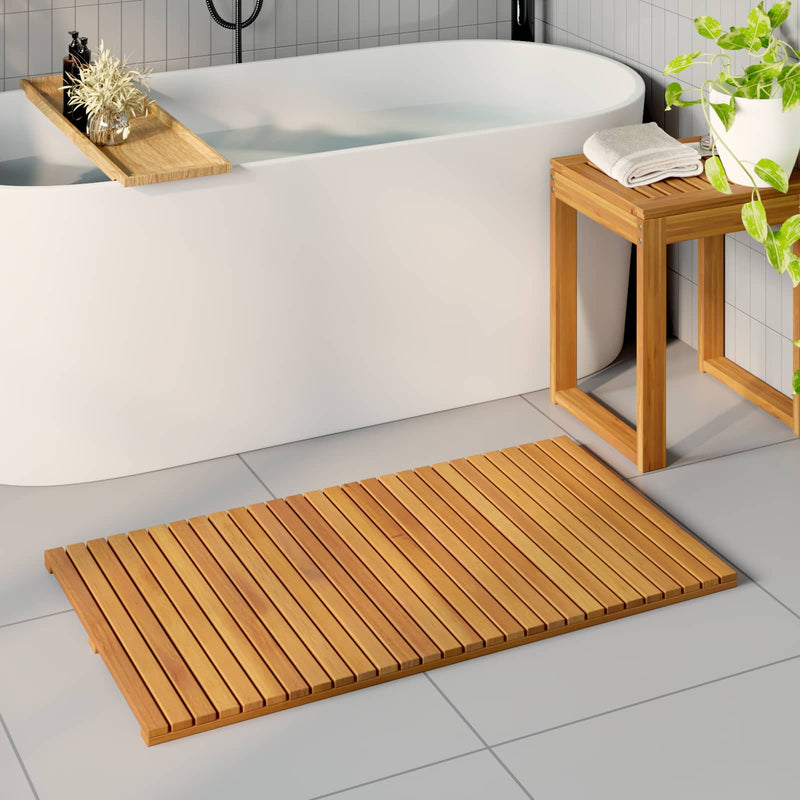 Afbeelding laden in galerijviewer, Vidaxl badmat effen bruin 100 x 55 cm hout
