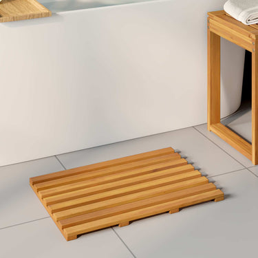 Vidaxl badmat effen bruin 100 x 53 cm hout