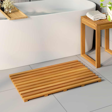 Vidaxl badmat effen bruin 100 x 53 cm hout