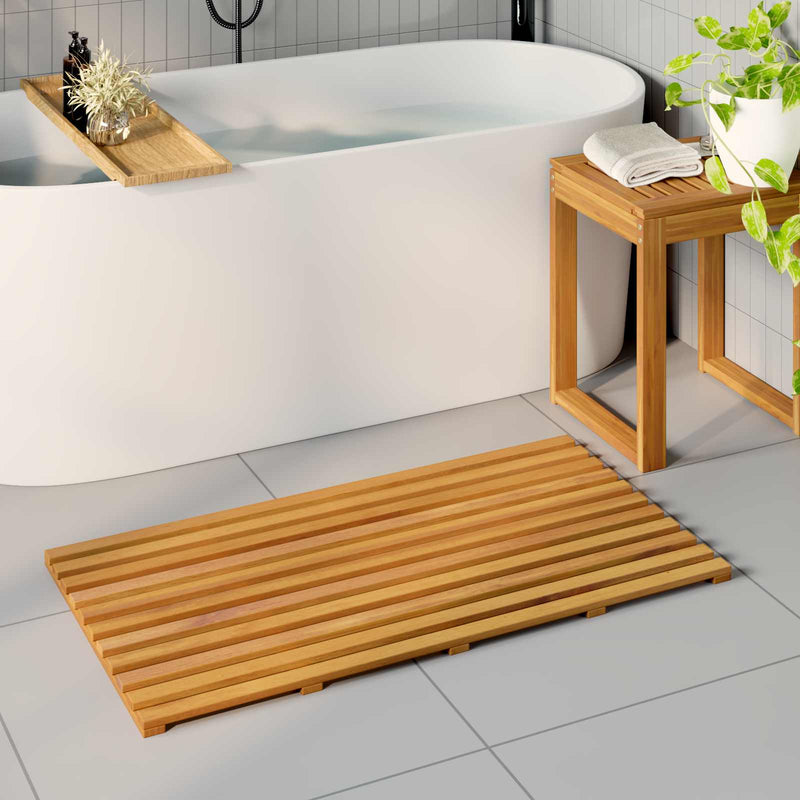 Afbeelding laden in galerijviewer, Vidaxl badmat effen bruin 100 x 53 cm hout
