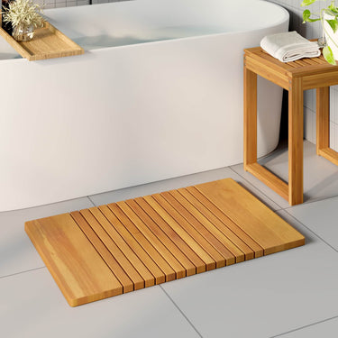 Vidaxl badmat effen bruin 59 x 40 cm hout