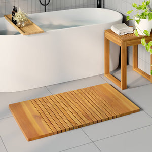 Vidaxl badmat effen bruin 100 x 55 cm hout
