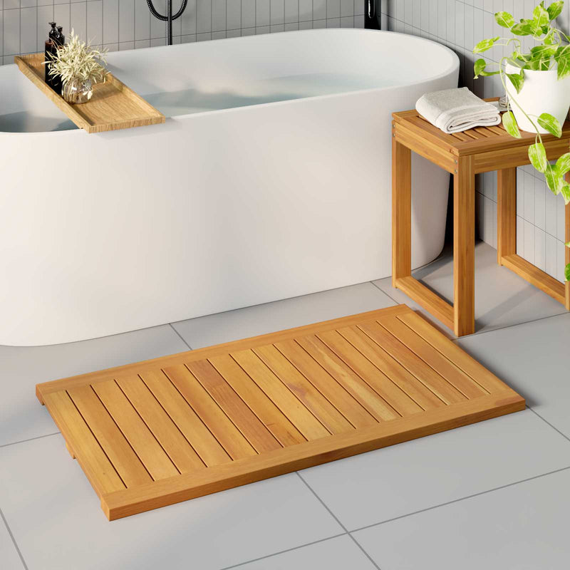 Afbeelding laden in galerijviewer, Vidaxl badmat effen bruin 100 x 55 cm hout

