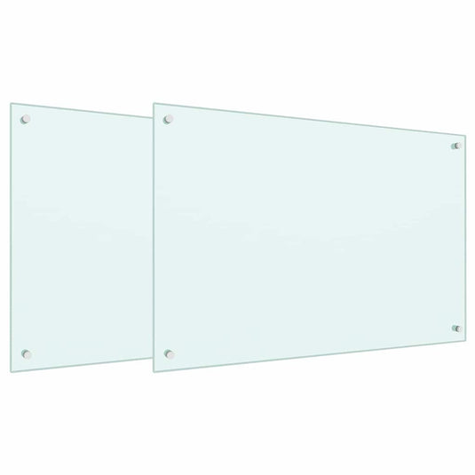 Vidaxl keuken spatscherm 2 pcs wit 90 x 60 cm gehard glas