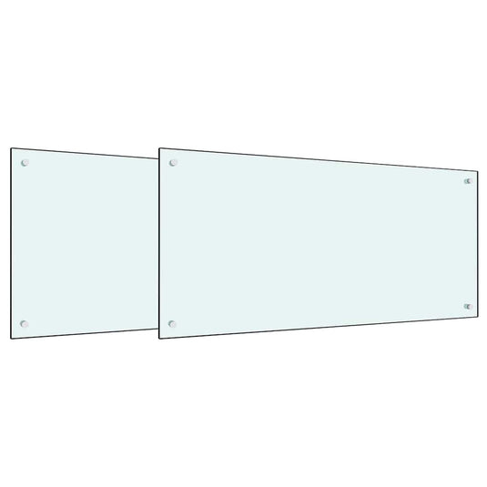 Vidaxl keuken spatscherm 2 pcs wit 100 x 50 cm gehard glas