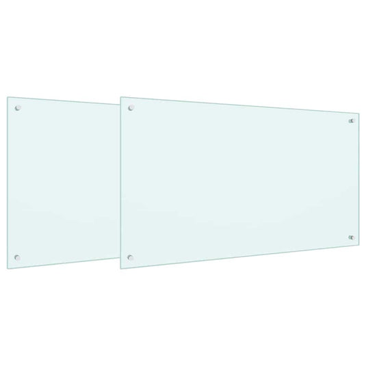 Vidaxl keuken spatscherm 2 pcs wit 100 x 60 cm gehard glas
