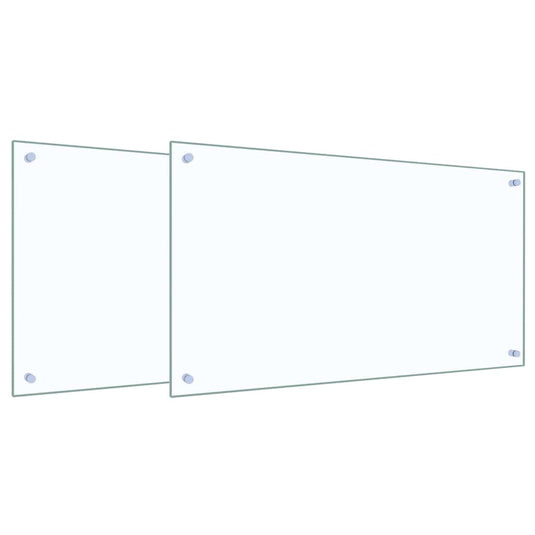 Vidaxl keuken spatscherm 2 pcs doorzichtig 90 x 50 cm gehard glas